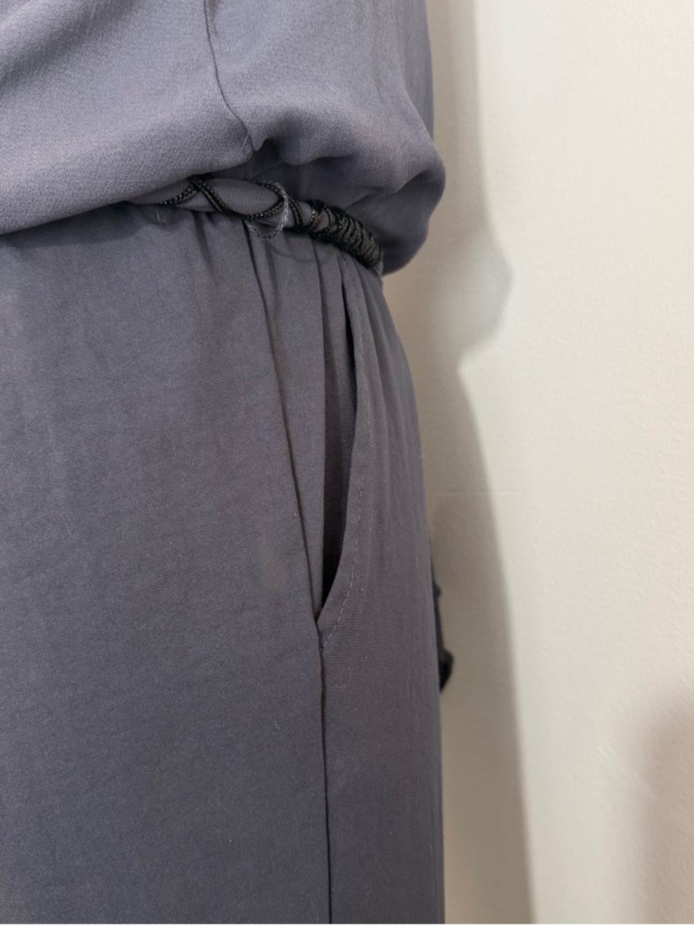 Free People Blue Gray Jumpsuit Sleeveless Button Front Tie Waist Boho Size XS - Picture 10 of 15